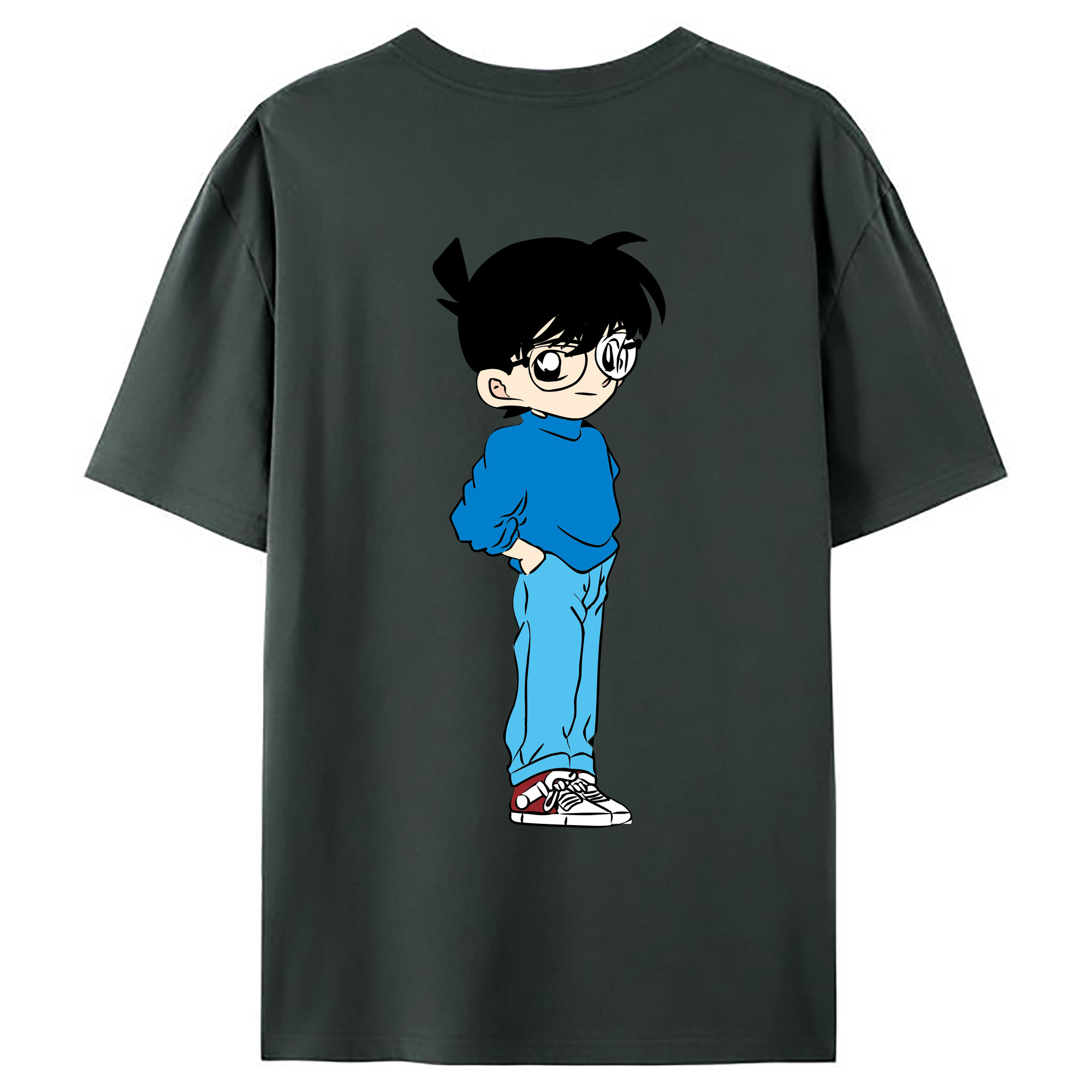（画像用） 名探偵コナン 江戸川 コナン Detective Conan Conan Edogawa 綿100％ メンズ半袖Tシャツ（バックプリント） 通気性